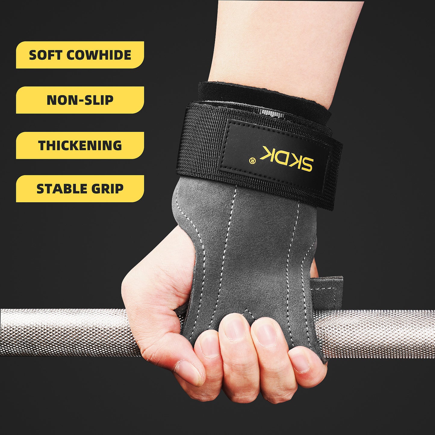 SKDK Cowhide Wrist & Palm Protector – Weightlifting Glove for Gym & Fitness Training