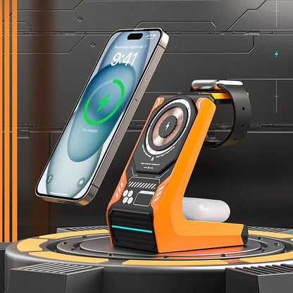 T21 Three-in-one Mecha Magnetic Wireless Charger: Fast, Smart, & Stylish Charging Solution