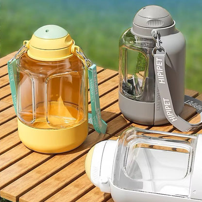 HIPIPET 2-in-1 Large Capacity Pet Water & Food Dispenser – Leak-Proof Travel Bottle