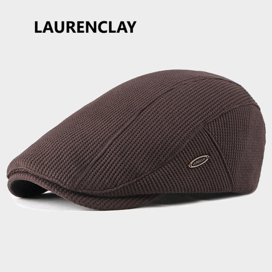 LAURENCLAY Woolen Cloth Beret Cap | Retro British Style Men's Adjustable Winter Hat