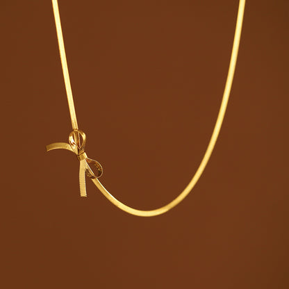 Elegant Gold Plated & Stainless Steel Bowknot Necklace