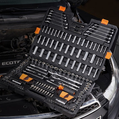 VEVOR Mechanics Tool Kit - 205 Piece SAE/ Metric Socket, Hex, & Combination Wrenches