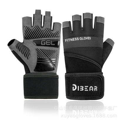 DIBEAR Anti-Slip Universal Half Finger Gloves for Gym, Weightlifting & Fitness Workouts