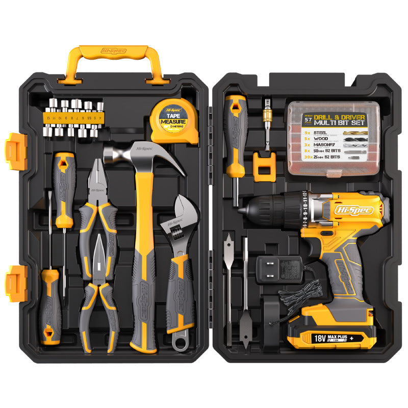 HI-SPEC 81-Piece Home & Garage Tool Kit with 18V Drill Driver & Multi-Bit Set