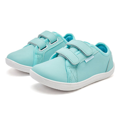 HOBIBEAR Casual Leather Kids Shoes - Velcro Closure, Rubber Sole, & Wide Head Design