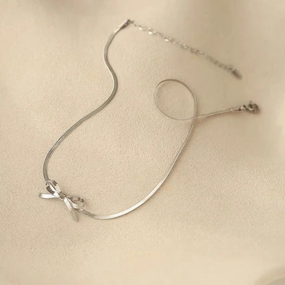 Elegant Gold Plated & Stainless Steel Bowknot Necklace