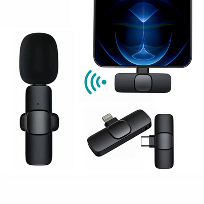 Wireless Lavalier Microphone - Portable Mini Mic for iPhone & Android with Long Battery Life