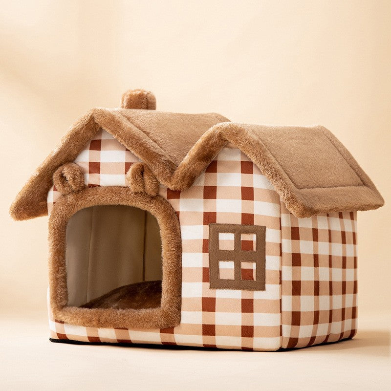 Foldable Dog & Cat Pet House – Cozy, Durable, & Self-Warming Shelter for Your Furry Friend