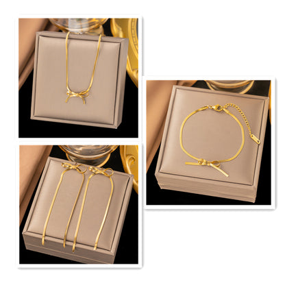 Elegant Gold Plated & Stainless Steel Bowknot Necklace