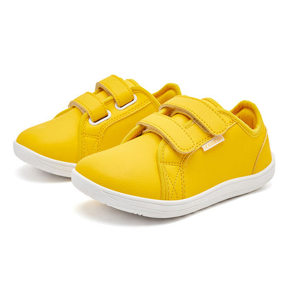 HOBIBEAR Casual Leather Kids Shoes - Velcro Closure, Rubber Sole, & Wide Head Design