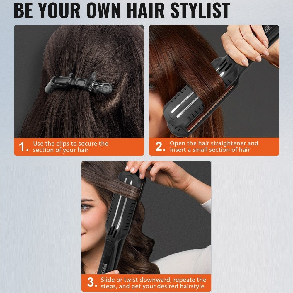 VEVOR Titanium Hair Straightener - 19 Adjustable Temperatures, Dual Voltage/Infrared Tech