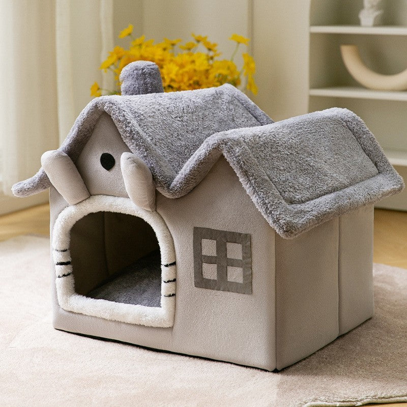 Foldable Dog & Cat Pet House – Cozy, Durable, & Self-Warming Shelter for Your Furry Friend