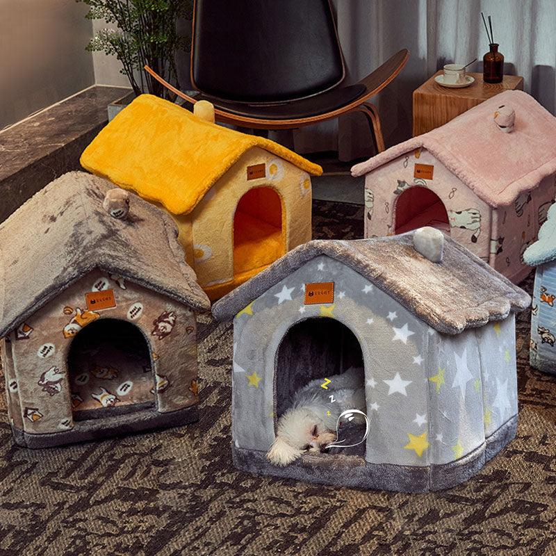 Foldable Dog & Cat Pet House – Cozy, Durable, & Self-Warming Shelter for Your Furry Friend