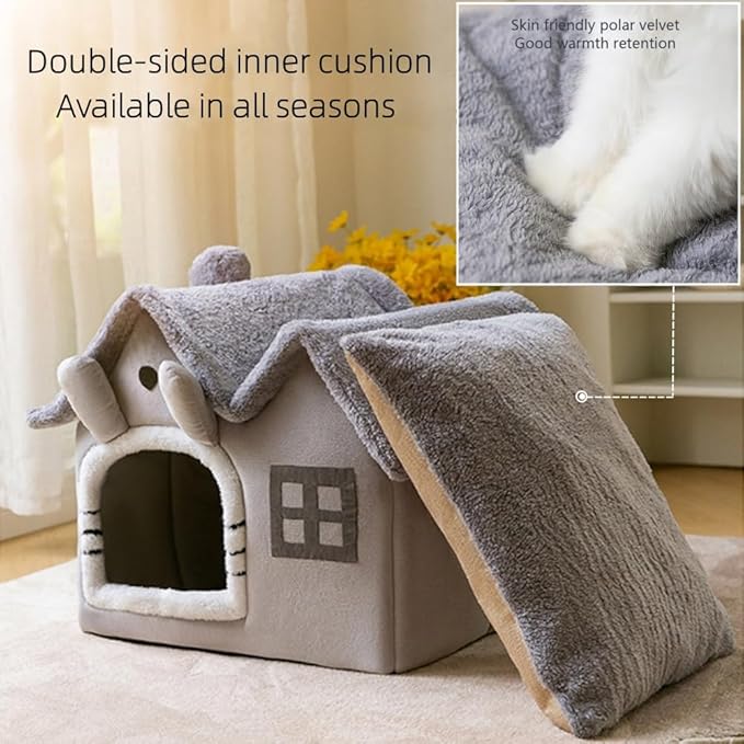 Foldable Dog & Cat Pet House – Cozy, Durable, & Self-Warming Shelter for Your Furry Friend