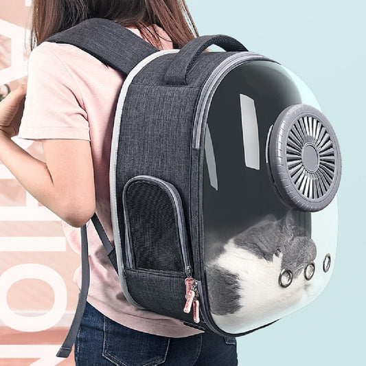 Ergonomic Pet Backpack Carrier with Built-In Fan & Space Capsule Design for Comfortable Travel