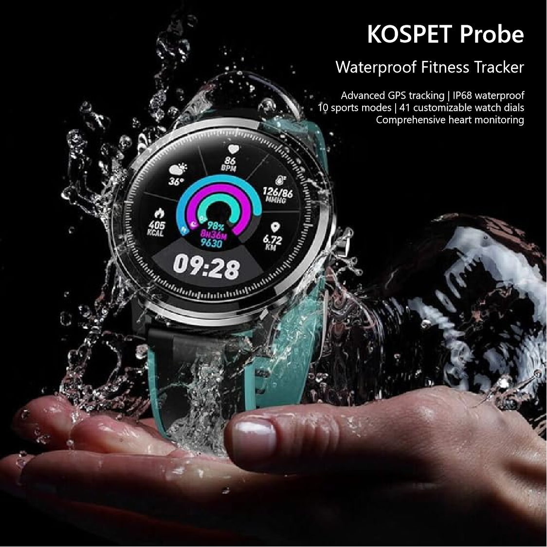 KOSPET Probe Smartwatch – Waterproof Fitness Tracker with 10 Sports Modes for Men & Women