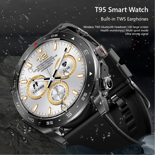 T95 Smart Watch with Built-in TWS Earphones | 1.52” HD Touchscreen, Heart Rate & Sleep Monitor, Waterproof Fitness Tracker