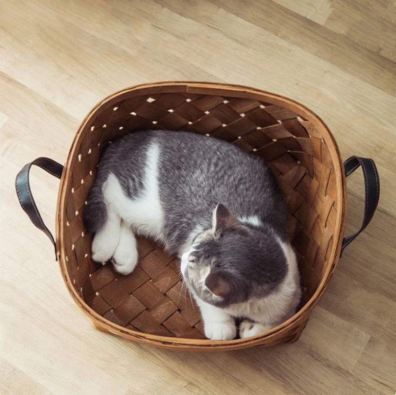 Bamboo Rattan Pet Bed – Cozy, Handwoven Retreat for Your Furry Friends