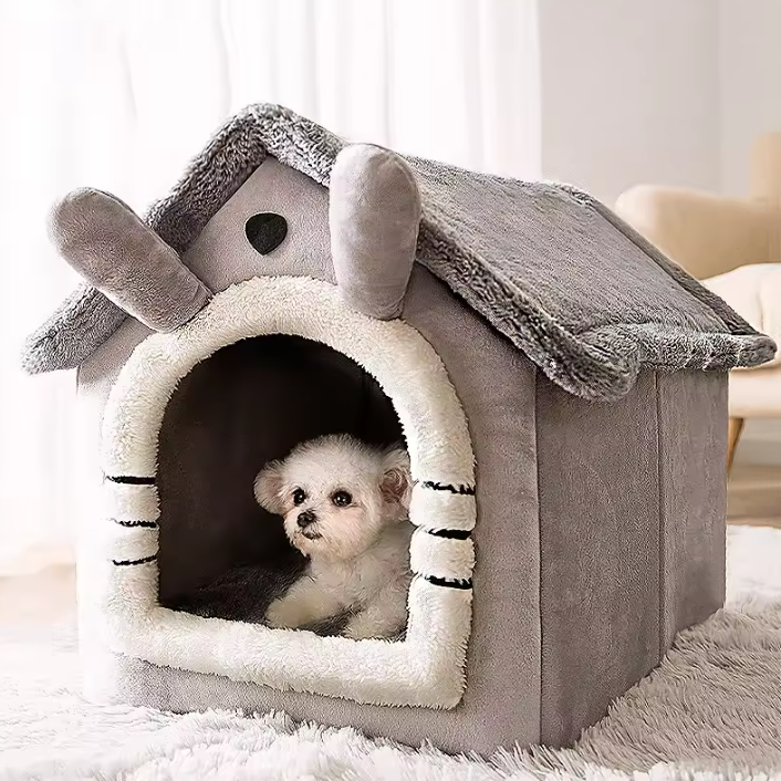 Foldable Dog & Cat Pet House – Cozy, Durable, & Self-Warming Shelter for Your Furry Friend