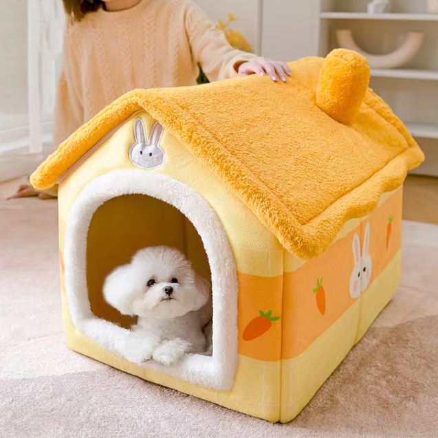 Foldable Dog & Cat Pet House – Cozy, Durable, & Self-Warming Shelter for Your Furry Friend