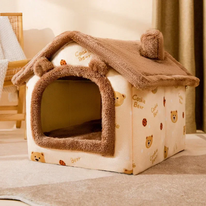 Foldable Dog & Cat Pet House – Cozy, Durable, & Self-Warming Shelter for Your Furry Friend