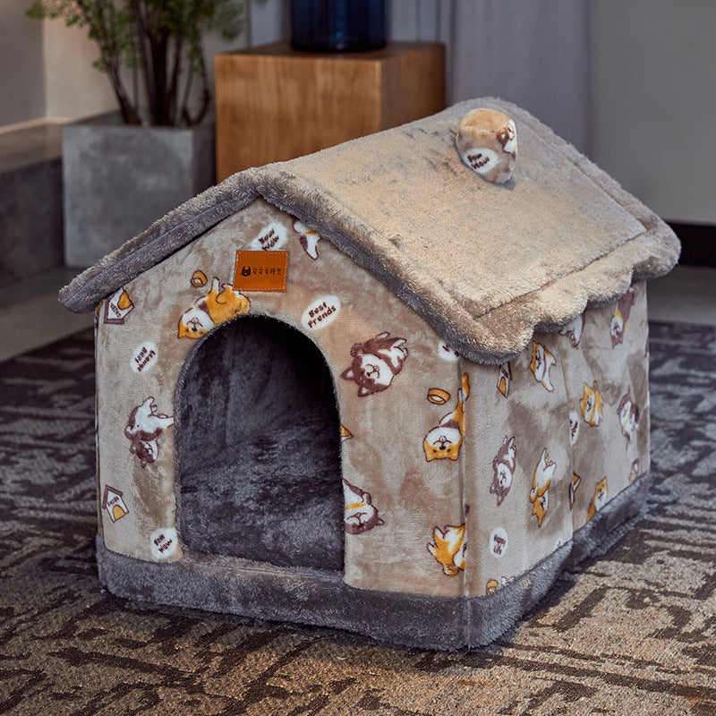 Foldable Dog & Cat Pet House – Cozy, Durable, & Self-Warming Shelter for Your Furry Friend