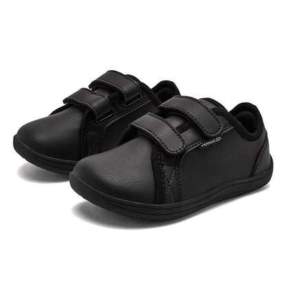 HOBIBEAR Casual Leather Kids Shoes - Velcro Closure, Rubber Sole, & Wide Head Design