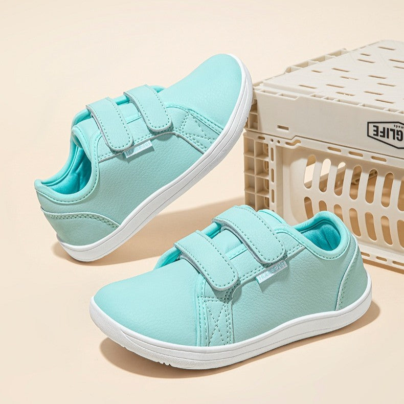 HOBIBEAR Casual Leather Kids Shoes - Velcro Closure, Rubber Sole, & Wide Head Design