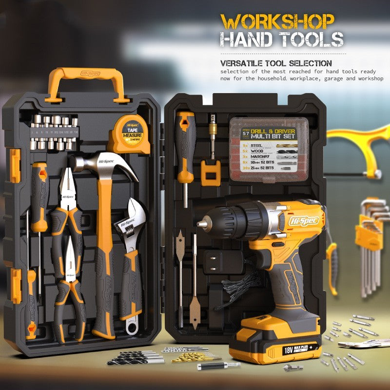 HI-SPEC 81-Piece Home & Garage Tool Kit with 18V Drill Driver & Multi-Bit Set