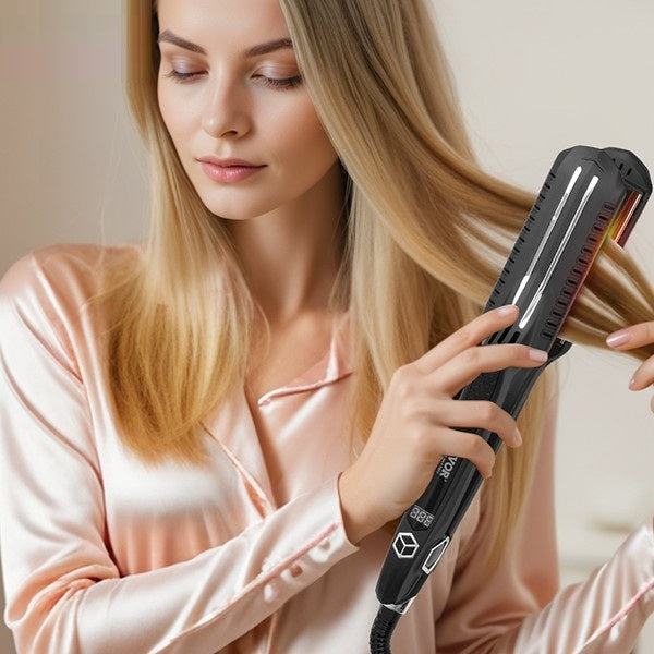 VEVOR Titanium Hair Straightener - 19 Adjustable Temperatures, Dual Voltage/Infrared Tech