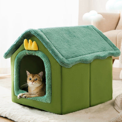 Foldable Dog & Cat Pet House – Cozy, Durable, & Self-Warming Shelter for Your Furry Friend